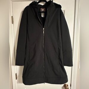 Black Hooded Jacket with White Accents
